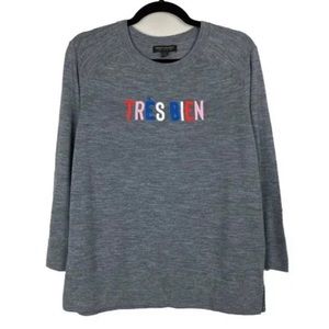 Banana Republic Tres Bien Gray Merino Wool Sweater L Large Lightweight Knit Grey